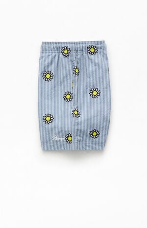 Daisy Striped Seersucker 5" Swim Trunks image number 3