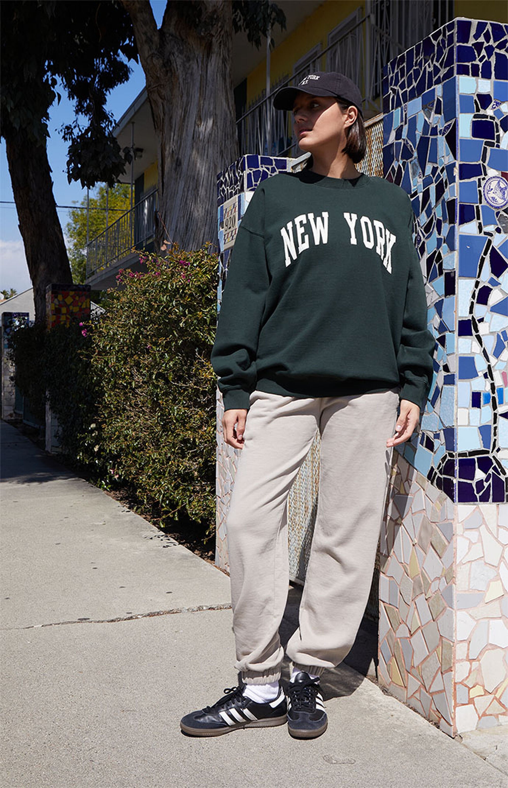John Galt Green Erica New York Crew Neck Sweatshirt | Pacsun
