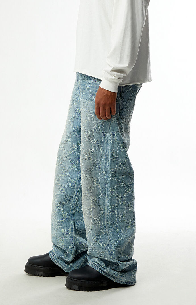 Pacsun Blake Extreme Baggy Jeans Textured Tinted Light Blue
