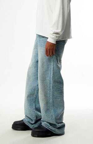 Blake Extreme Baggy Jeans Textured Tinted Light Blue image number 4