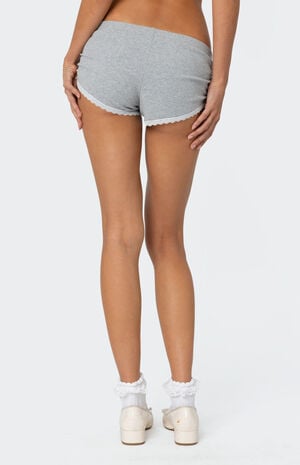 Kadence Ruched Lace Trim Shorts image number 5