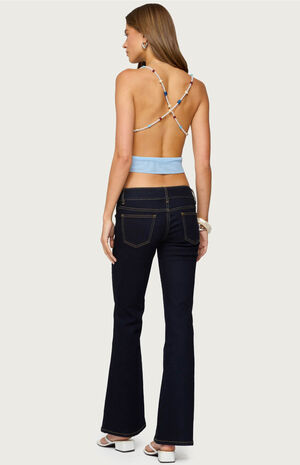 Beaded Deep Cowl Neck Backless Top image number 4