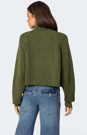 Cropped Rib Knit Half Zip Sweater Cropped Rib Knit Half Zip Sweater image number 4
