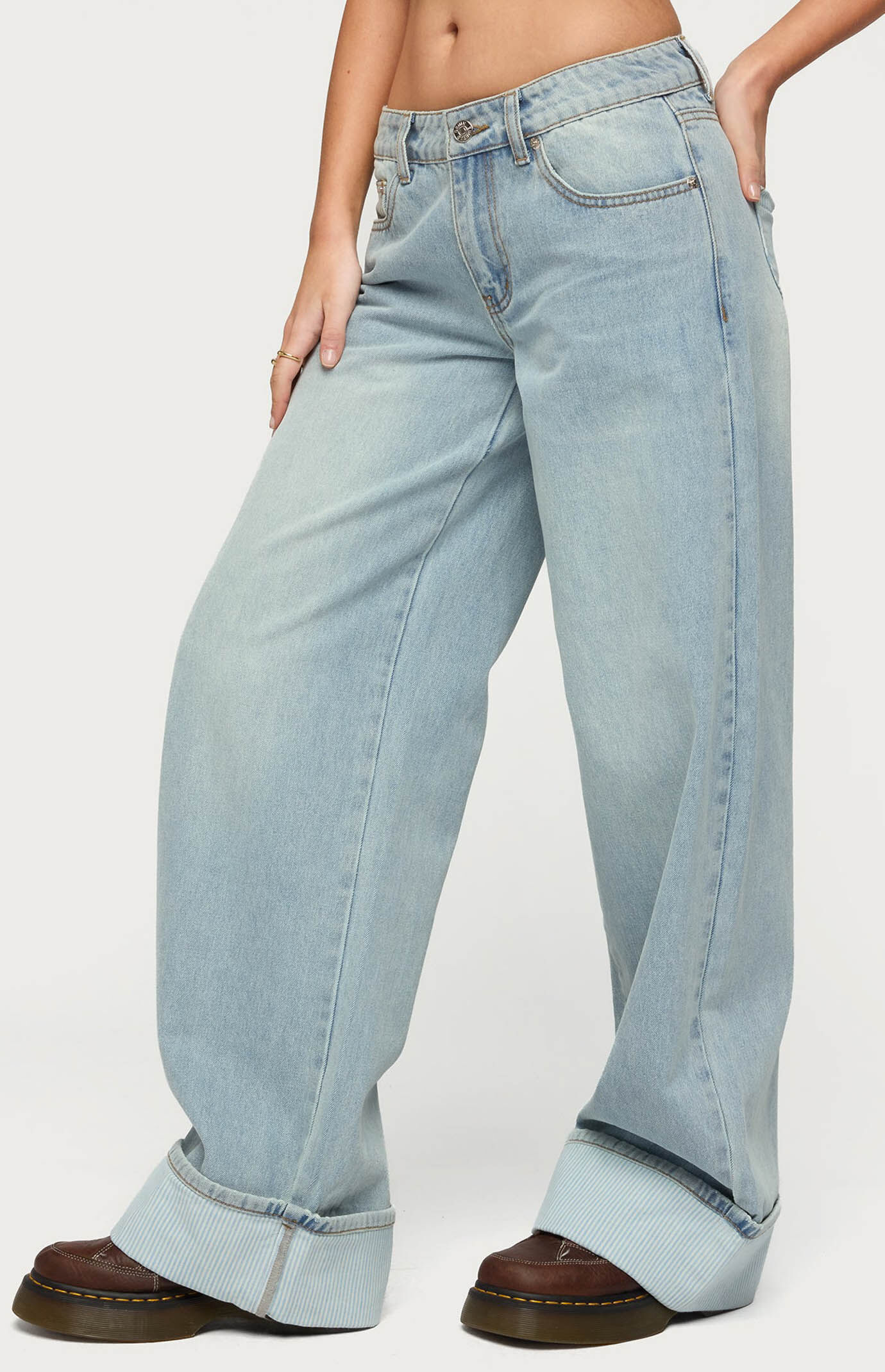 Edikted Contrast Heart Low Rise Baggy Jeans