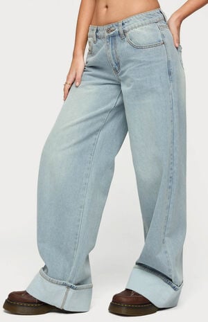 Contrast Heart Low Rise Baggy Jeans image number 2