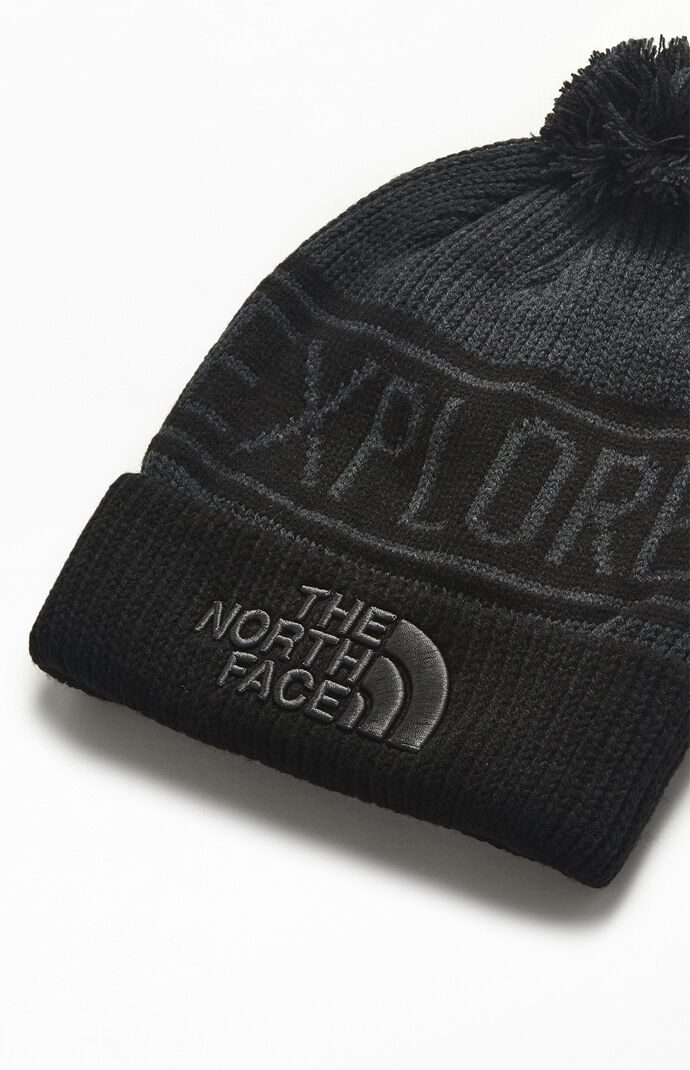 Black Retro Pom Beanie