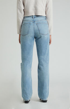 Light Indigo Ripped Knee Dad Jeans image number 4