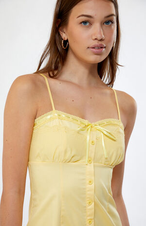 Button Eyelet Ruffle Bow Mini Dress image number 2