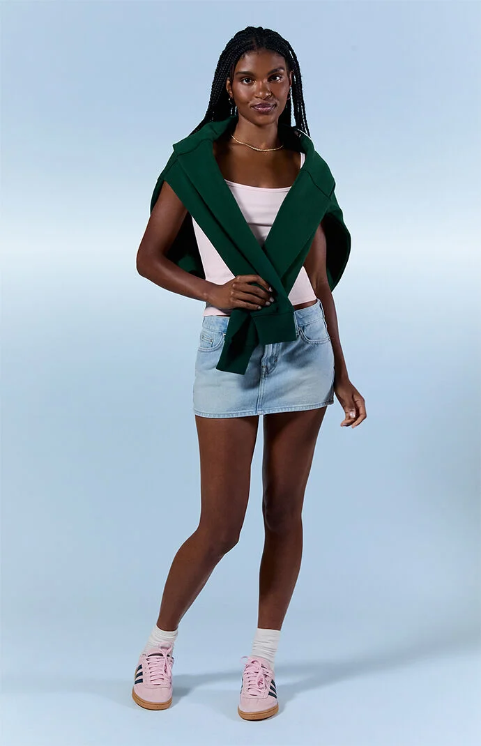Pacsun Piper Stretch Light Blue Jean Micro Mini Skirt
