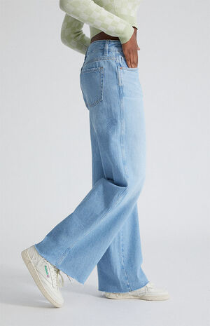 Eco Light Blue Low Rise Baggy Jeans image number 2