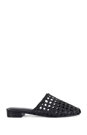 Women's Kismet Black Woven Flat Mules image number 1
