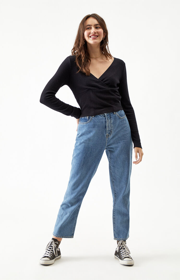 Cozy Surplice Long Sleeve Top