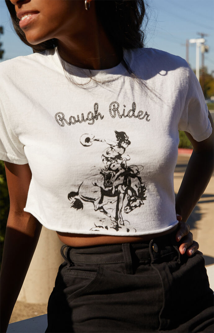 White Rough Riders Cropped T-Shirt