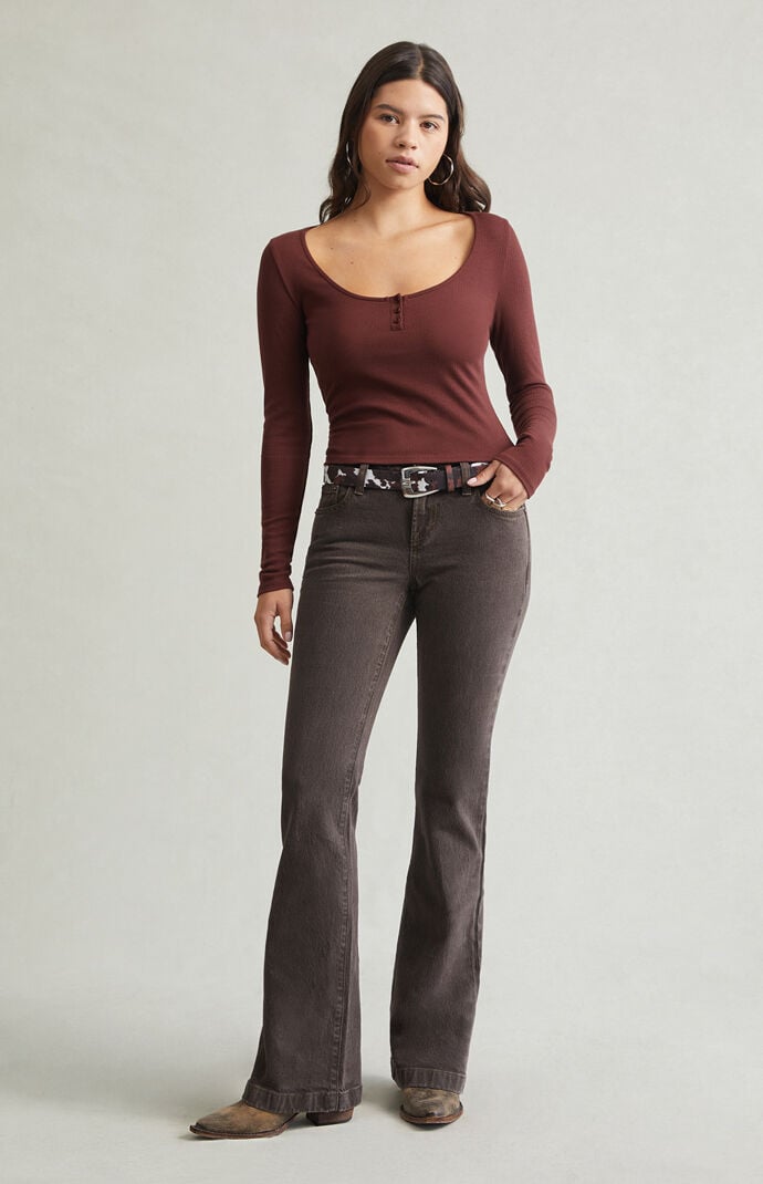 Pacsun Jade Low Rise Bootcut Jeans Brown