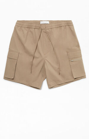 Brown Stretch Cargo Shorts image number 1