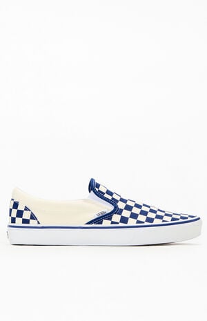 Blue & White Checkerboard Classic Slip-On Shoes image number 1
