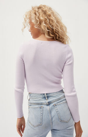 Long Sleeve Lace Trim Sweater Top image number 4