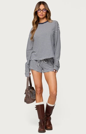 Jaine Striped Drawstring Shorts image number 5
