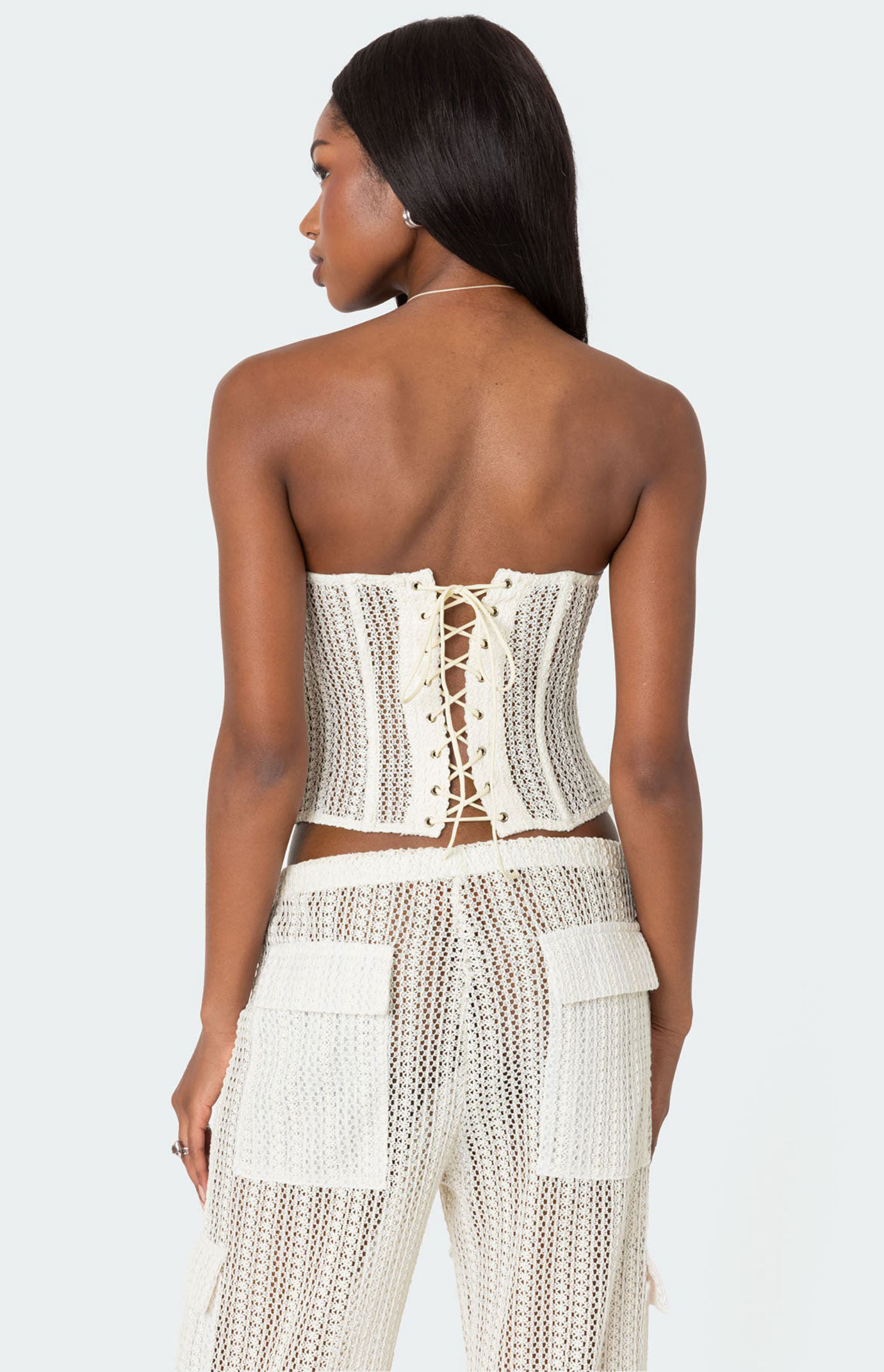 Edikted Ines Sheer Crochet Corset | PacSun