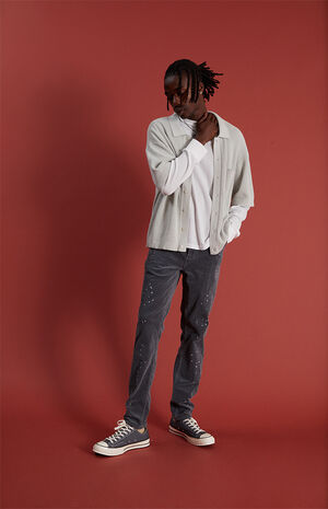 Gray Corduroy Skinny Comfort Stretch Pants image number 6