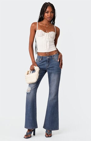 Distressed Low Rise Flared Jeans image number 2