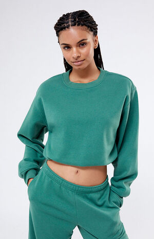 Bubble Cropped Crew Neck Sweatshirt image number 2