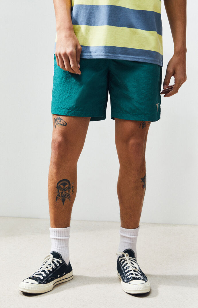 guess teal nylon active shorts
