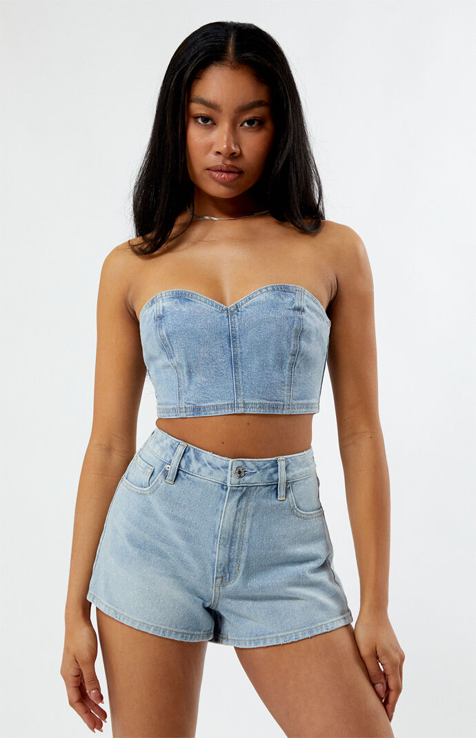 ボンボム 23SS Denim Crop Tube Top チューブトップ 2 The Difference Tube Top ☆ Light Wash – Rock N Rags