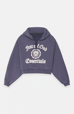 Women's Marine Heavy Fleece Cropped V-Neck Hoodie image number 1