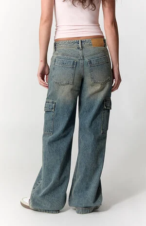 Casey Low Rise Baggy Jeans Tinted Cargo Medium Blue image number 4