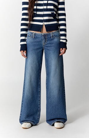 Kaia Ultimate Low Rise Baggy Jeans No Waistband Dark Blue image number 2