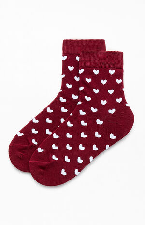Burgundy Heart Socks image number 1