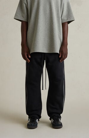 Jet Black & Cloud White Relaxed Fleece Sweatpants image number 3