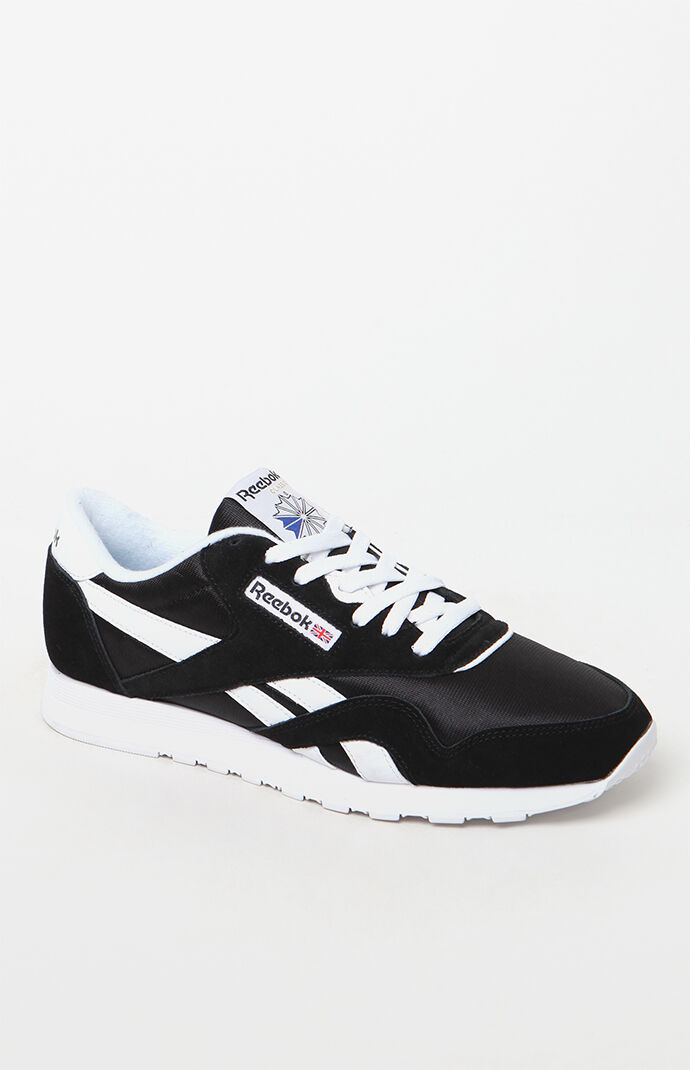 Classic Black and White Leather & Nylon Shoes
