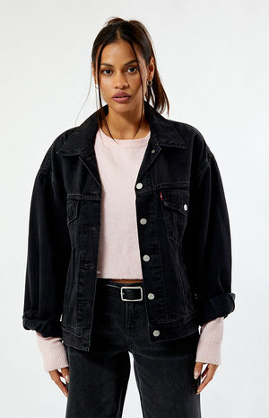 Black '90s Denim Trucker Jacket image number 1