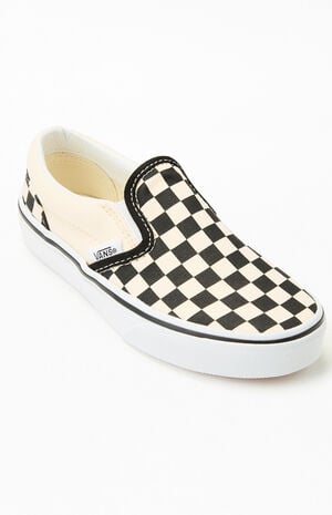 Kids White & Black Checker Classic Slip-On Shoes image number 6