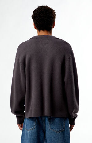 Gray Button Front Polo Sweater image number 3