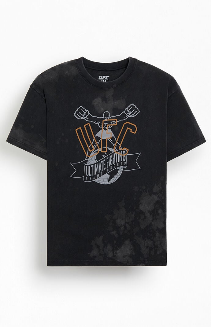 UFC Men's Logo Bleached T-Shirt in Washed Black - Size Large