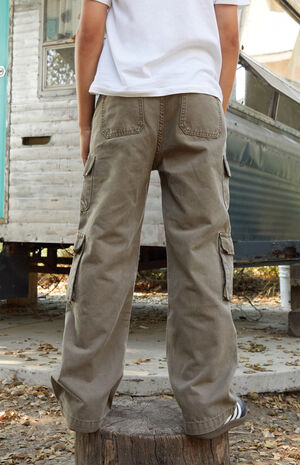 Olive Baggy Cargo Jeans image number 4