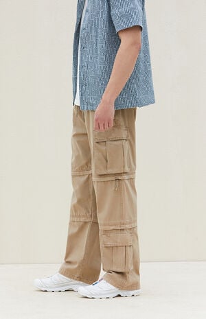Tan Baggy Cargo Zip-Off Pants image number 3