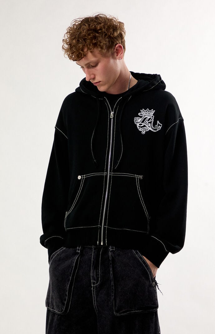 True Religion Crest Big T Zip Up Hoodie