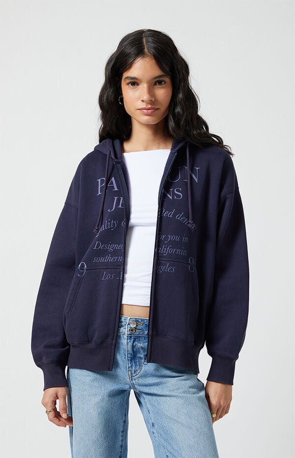 Pacsun Pac Jeans Vintage Wash Zip Up Hoodie