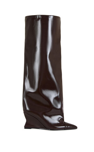 Women's Kenya Brown Faux Leather Wedge Boots image number 1