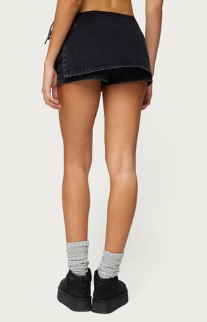 Giselle Wrap Denim Mini Skort image number 3