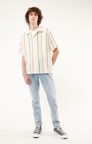 Gauze Stripe Woven Button Down Shirt image number 4