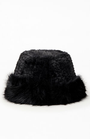 Textured Faux Fur Bucket Hat image number 1