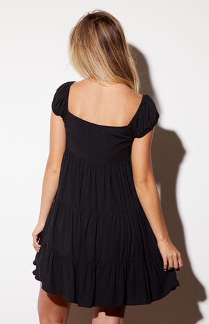 Tie Front Lace Trim Babydoll Dress image number 3