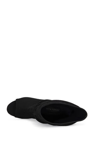 Women's Marin Black Faux Suede Curved Wedge Booties image number 4