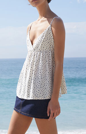 White Floral Edith Tank Top image number 3
