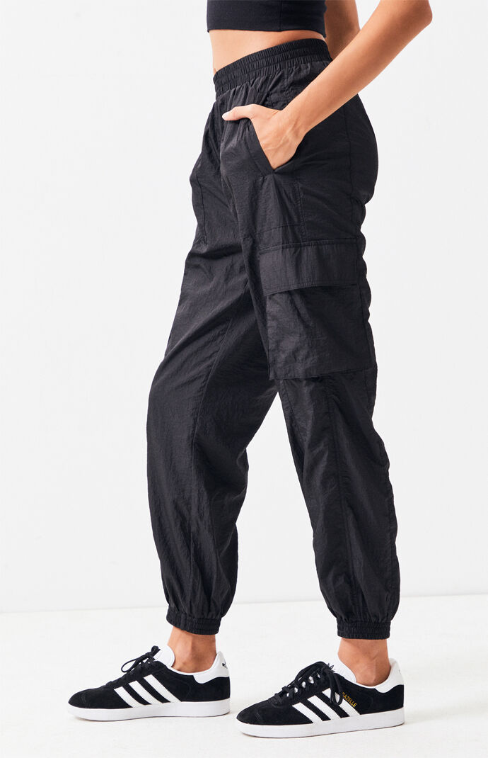 black windbreaker sweatpants